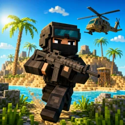 Blocky Combat SWAT Desert War icon